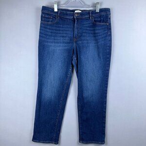 Loft Outlet Cropped Boyfriend Jeans Women's Size 14 Petite Medium Wash Blue